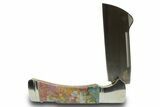 Camp Side Cleaver Folding Knife with Ocean Jasper Inlays #370806-2